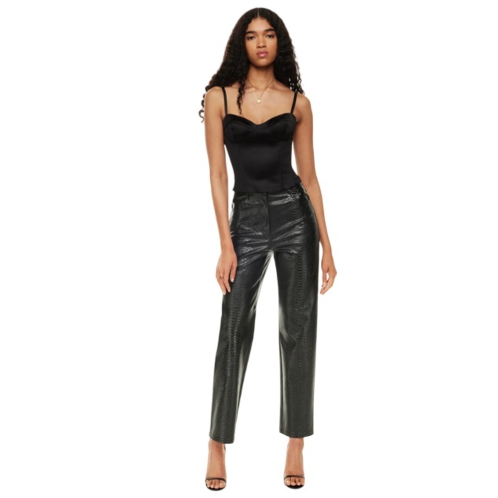 Aritzia Wilfred Melina High Rise Vegan Leather Python Pants Black Size 00